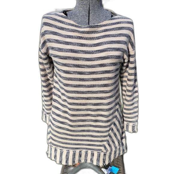 SOFT SURROUNDINGS Marina Nautical Striped Pullover Tunic Sweater Sz S Boat Neck - Picture 2 of 6
